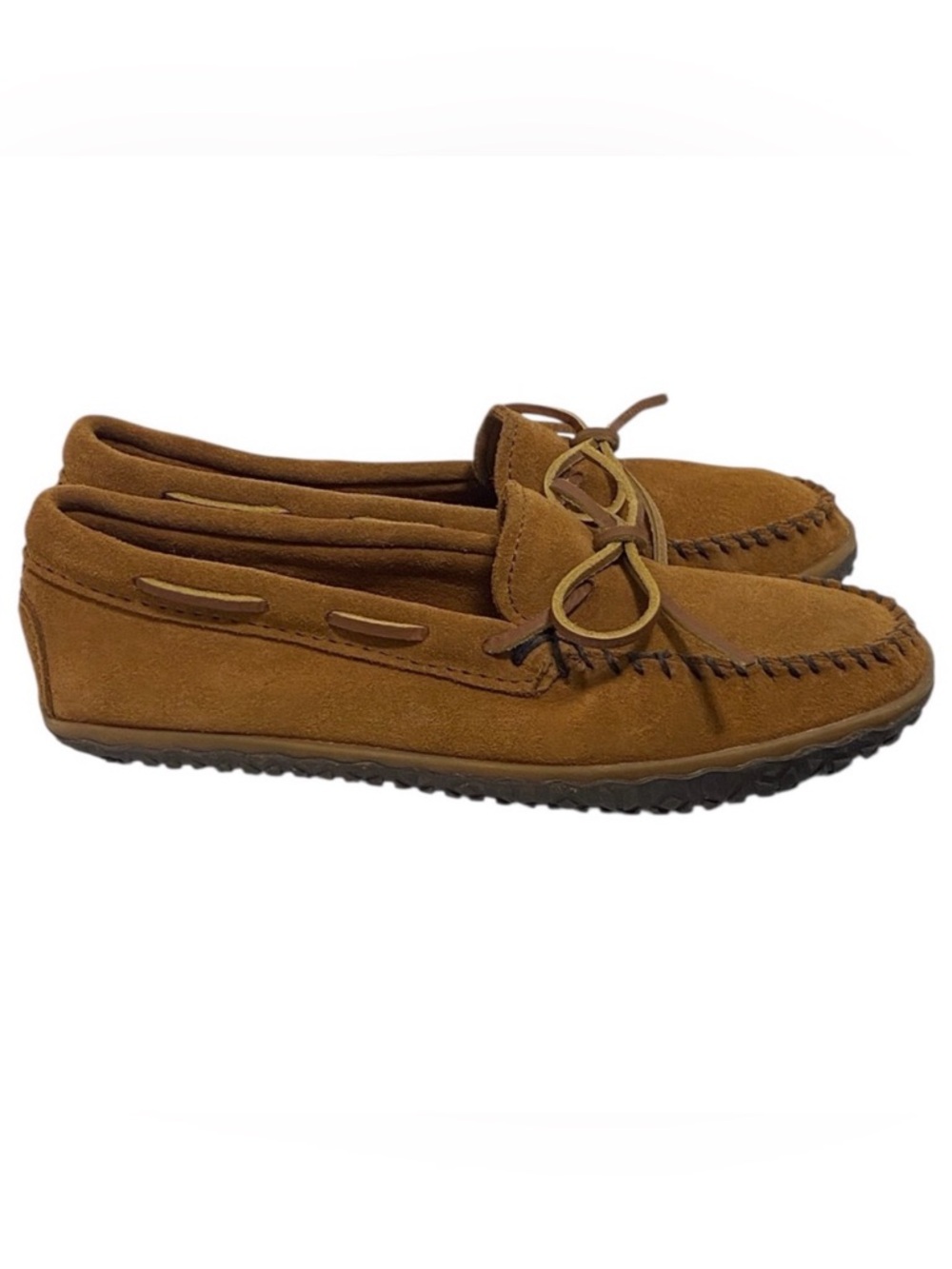 Minnetonka Tan Brown Suede Leather Driving Moccasins - Brand New - Women’s 9.5